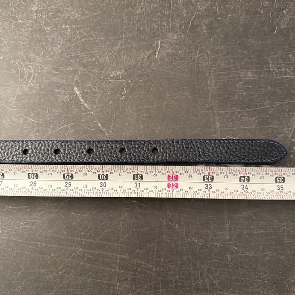 Women L.L. Bean Leather Belt 30 Blue Pebbled Full Grain Brass Buckle-Excellent - Picture 6 of 7